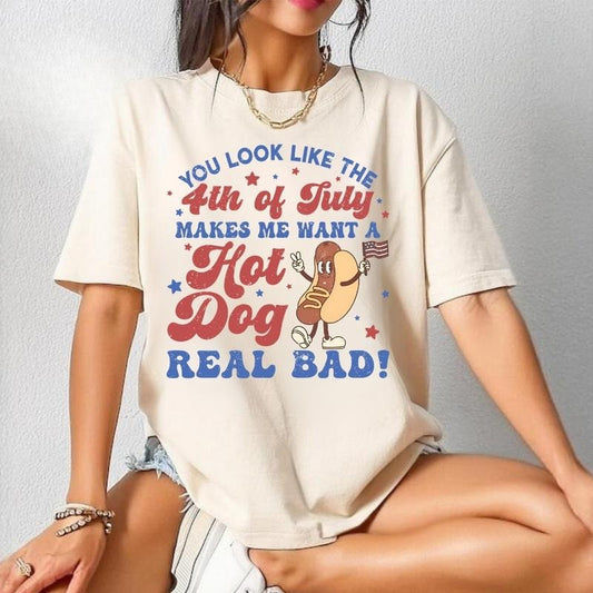 [SALE UP TO 60%] You Look Like the 4th of July T-Shirt, Sweatshirt, American Flag Full Color Graphic, Memorial Day Gift for Everyone, All Sizes