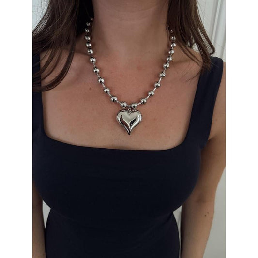 SILVER BUBBLE HEART NECKLACE