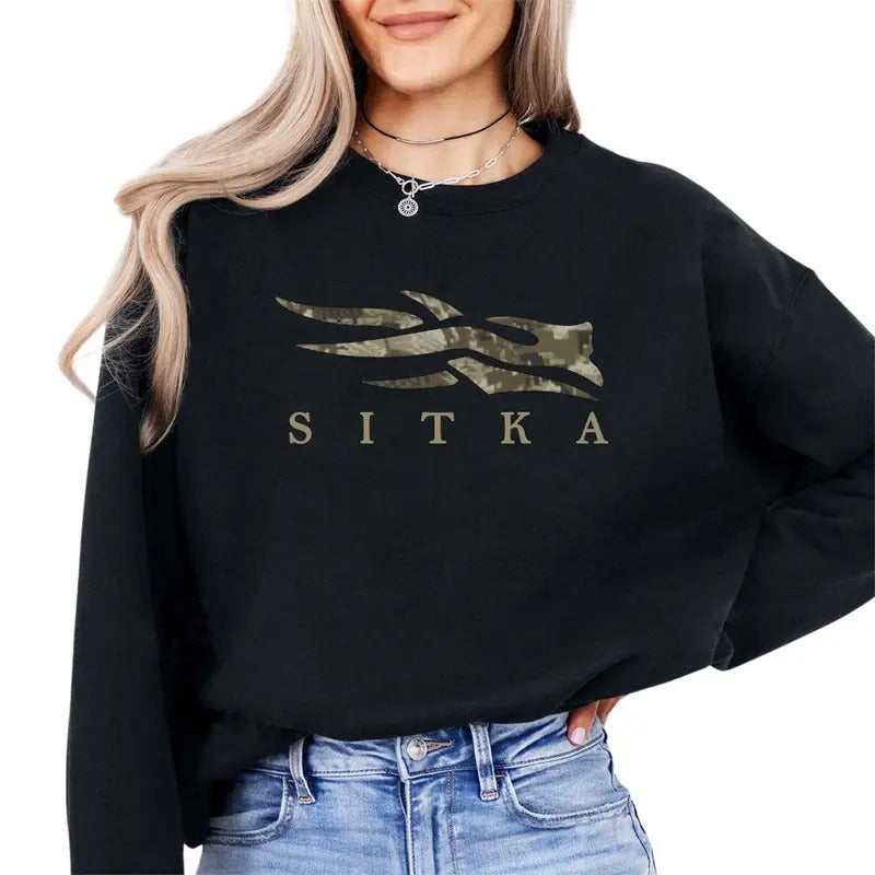 SITKA Hunting Camo Outdoor Gear tactical Unisex T-shirt Sweatshirt Hoodie, Durable and Comfortable Classic Pullover Hoodie, Icon Optifade Pullover Hoodie - Black Subalpine Shirt