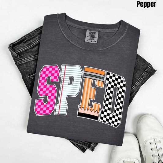 SPED Multi Checker Comfort Colors T-Shirt 'NLB'