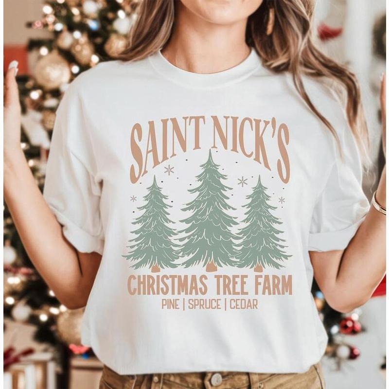 Saint Nick's Christmas Tree Farm Sweatshirt, Saint Nick's Christmas Tree Farm Shirt, Retro xmas T-Shirt, Holiday Winter Sweater