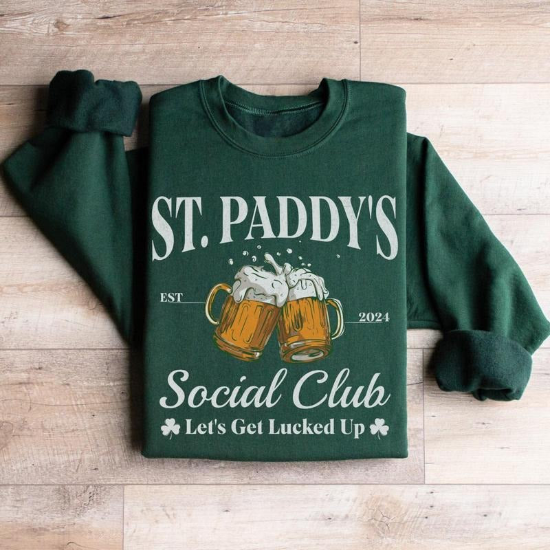 Saint Patricks Day Drinking Team Sweatshirt, 2024 St Patrick's Day Sweatshirt, Retro Shamrock Crewneck, Irish St Paddys Pub Sweater, Group Matching Beer Lover Shirt, Bartender Patrick's Day Gift