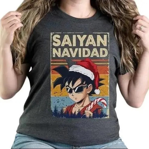 Saiyan Navidad Anime Holiday T-shirt, GokuTee,Anime ChristmasTshirts,DBZ Christmas Gifts,X-mas Gifts, Winter,Dragon Ball Z Tshirt,For Him,
