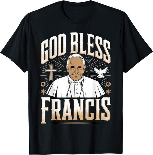 [Sale Off 40%] God Bless Pope Francis T Shirt Retro POPE FRANCIS Graphic Tee Unisex
