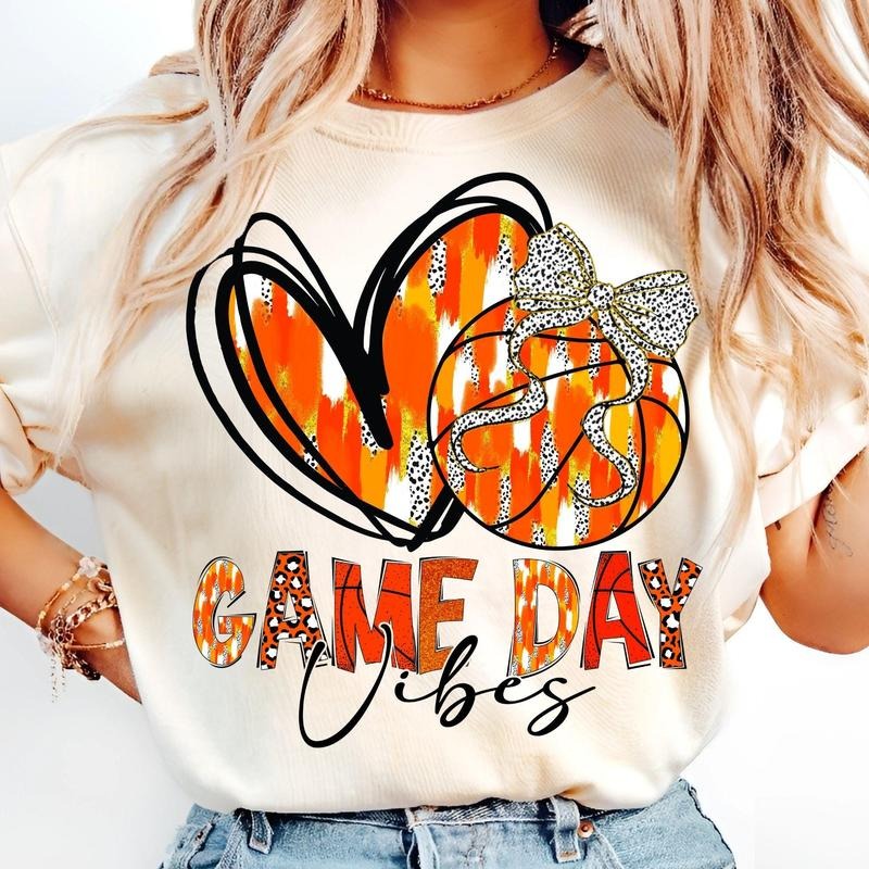 [Sale To 45% Off] Basketball Game Day T-Shirt, Coquette Bow Basketball Mom T-Shirt, Retro Basketball Vibes Shirt, Gift For Mom, Mother's Day Gift