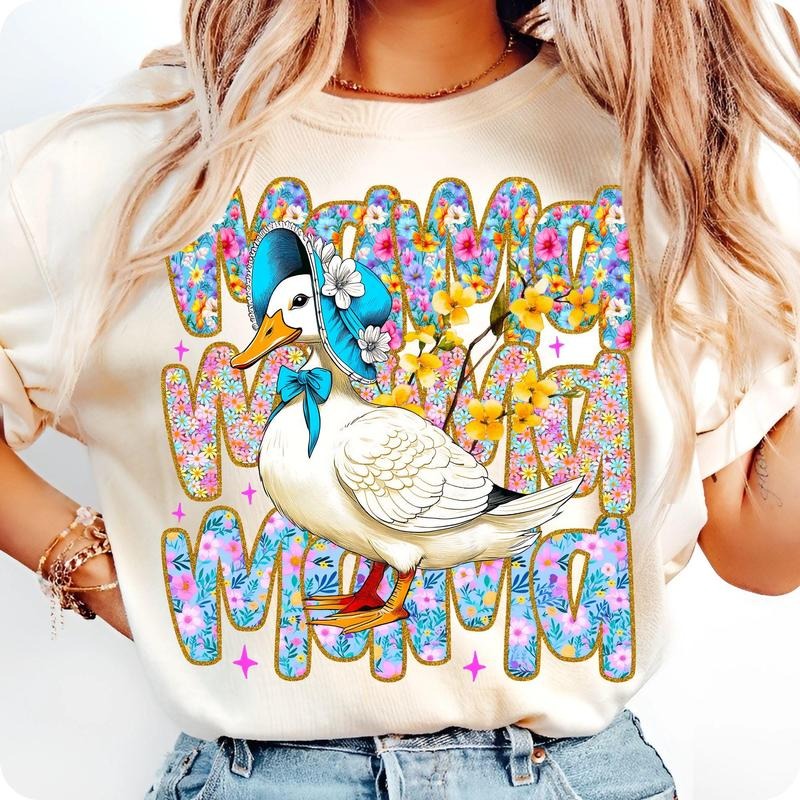 [Sale To 45% Off] Floral Mama Goose T-Shirt, Cute Goose Lover , Mother's Day Gift T-Shirt, Funny Bird Mom T-Shirt, Girly Animal Lover