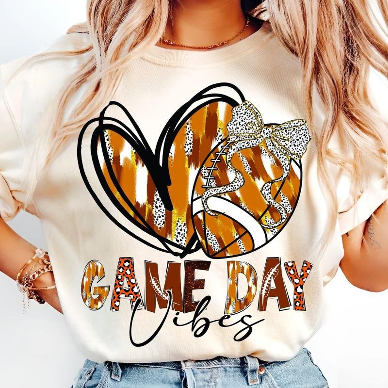 [Sale To 45% Off] Football Game Day T-Shirt, Coquette Bow Football Mom T-Shirt, Retro Football Vibes, Gift For Mom, Mother's Day Gift