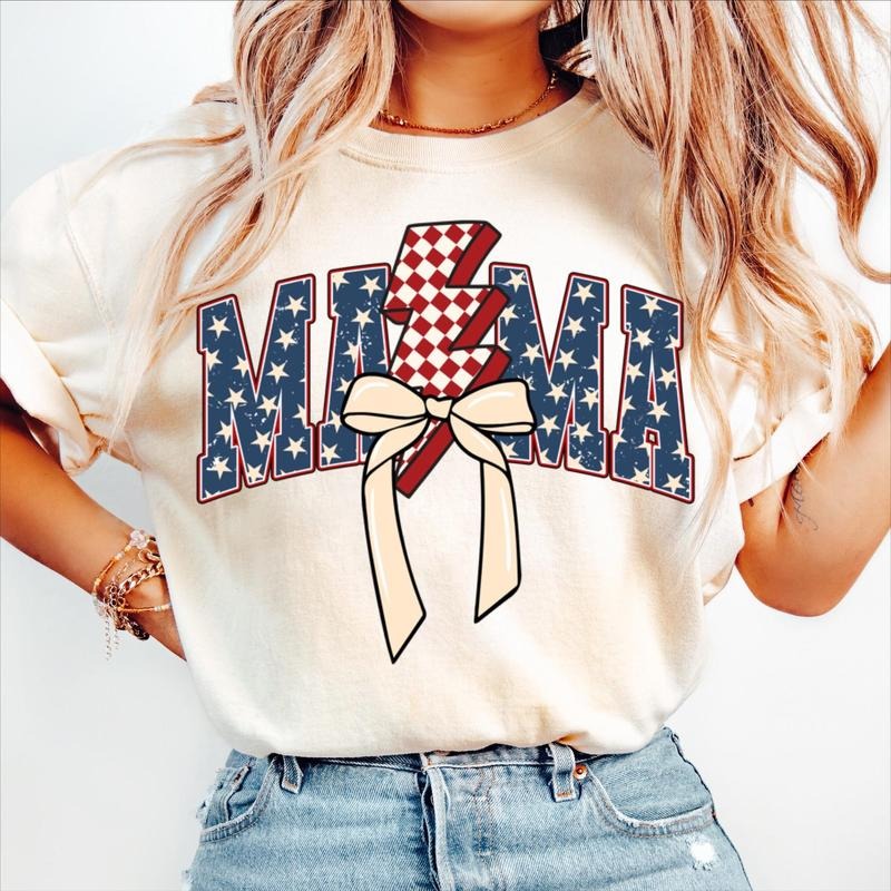 [Sale To 45% Off] Mama T-Shirt, Mothers Day T-Shirt, Mama USA Shirt, USA Mama Bow Shirt, Gift for Mom Shirt, Best Mama Shirt