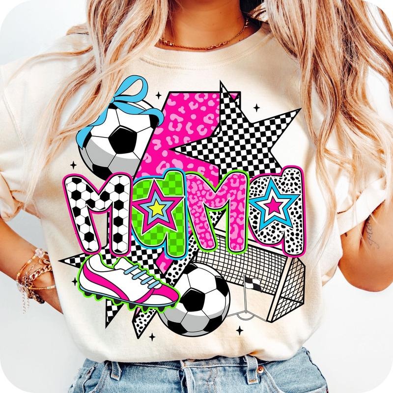 [Sale To 45% Off] Preppy Soccer Mama T-Shirt, Soccer Brushstroke Shirt, Soccer Lightning Bolt, Mama Coquette T-Shirt
