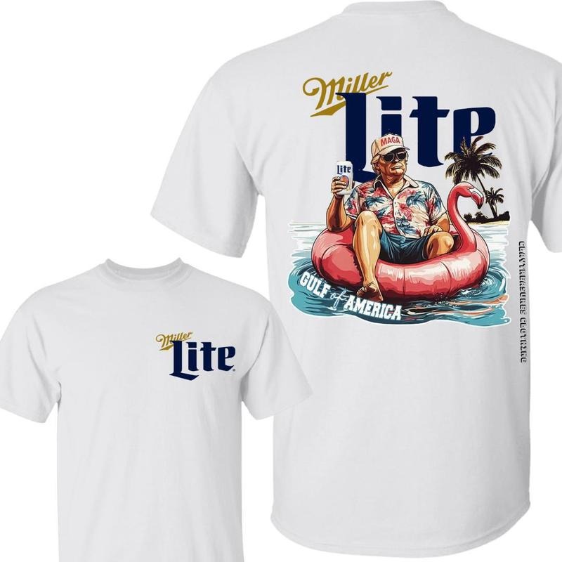 [Sale Up To 40%] Trump Chillin On The Gulf Of America With Miller Lite Beer Tshirt 4th Of July Independence Day Summer Outfit Gift For Trump Supporter