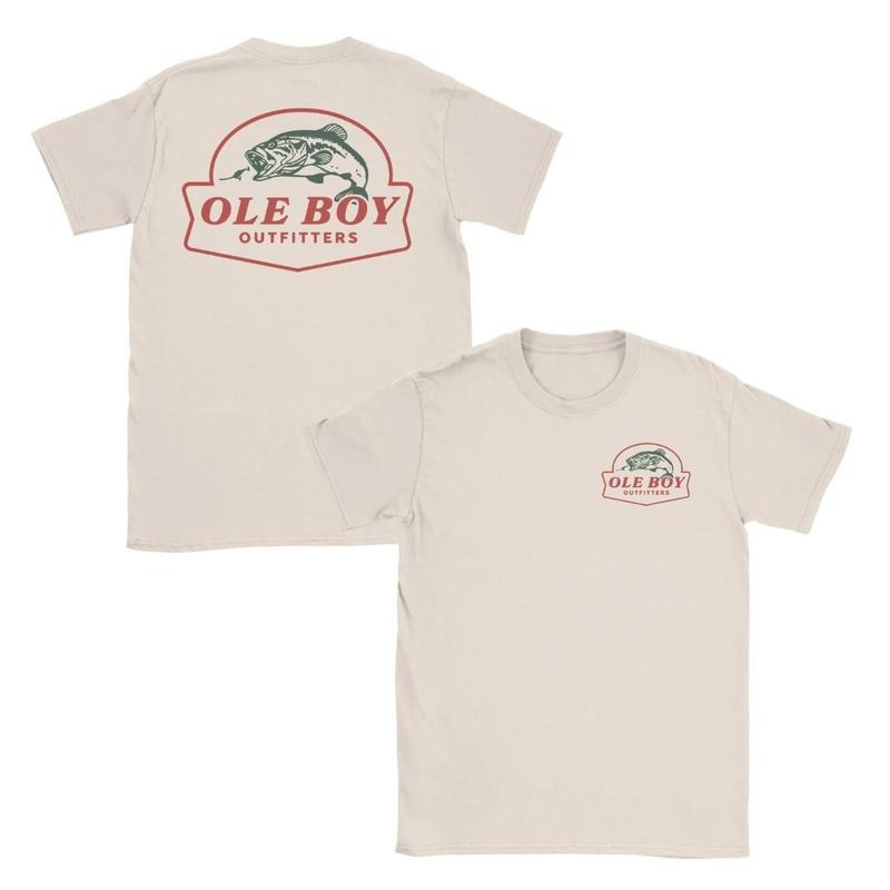 [Sale Up To 45%] Ole Boy Bass in Pursuit T-Shirt - Classic Fishing Graphic Tee, Premium Cotton, Vintage Outdoor Style, Perfect for Anglers, Bass Fishermen & Casual Wear Top Menswear Man Crewneck Tropical