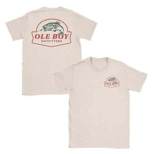 [Sale Up To 45%] Ole Boy Bass in Pursuit T-Shirt - Classic Fishing Graphic Tee, Premium Cotton, Vintage Outdoor Style, Perfect for Anglers, Bass Fishermen & Casual Wear Top Menswear Man Crewneck Tropical