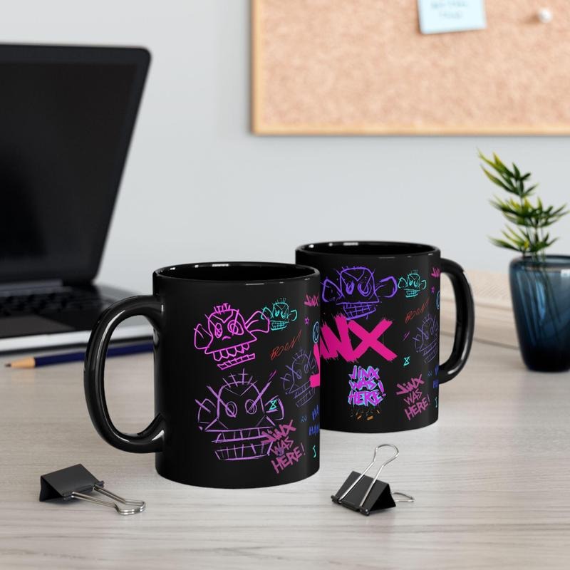 [Sale Up To 50%] Jinx League Mug, Black Arcane Gamer Gift, Anime Coffee Cup