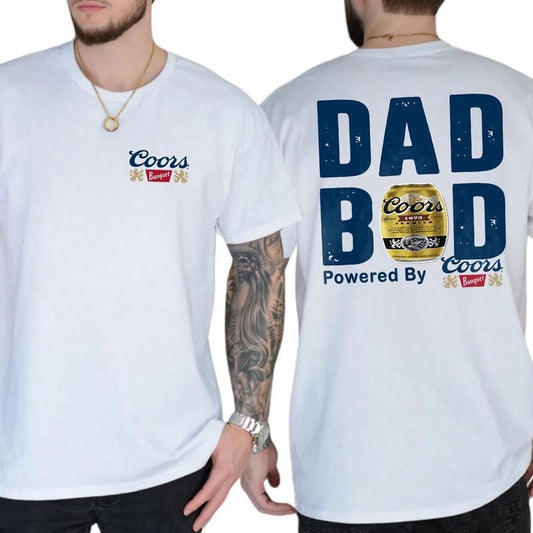 [Sale Up To 60%] Coors Banquet Dad Bod Powered By Coors Unisex T Shirt Classic Fit Soft Cotton Beer Lover Gift Funny Drinking Tee Casual Wear