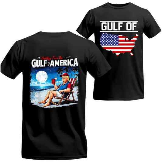[Sale Up To 60%] Gulf Of America T-shirt Patriotic Beach Vacation Graphic Tee With Usa Flag Men's TShirts Unisex Relaxed Fit Short Sleeve Funny Casual