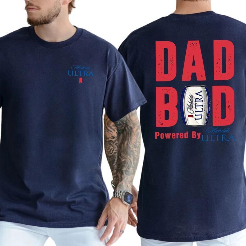 [Sale Up To 60%] Michelob Ultra Dad Bod Powered By Beer Graphic Tee Unisex Funny Father's Day T-shirt