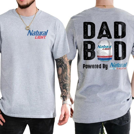 [Sale Up To 60%] Natural Light Dad Bod T Shirt Unisex Funny Beer Graphic Tee Casual Soft Gift For Fathers Husband Boyfriend Birthday