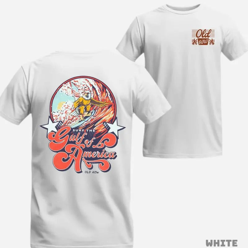 [Sale Up To 60%] Surf The Gulf Of America Old Row Shirt 90s Vintage Retro Shirt Graphic Tee Crewneck Casual Tropical Streetwear Man Top Menswear