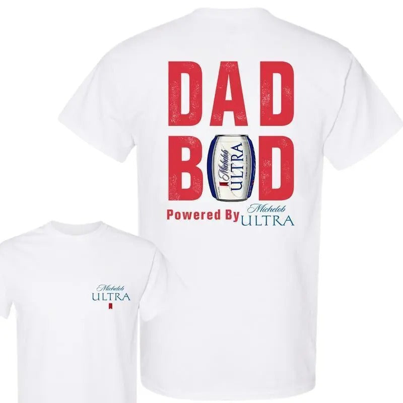 [Sale Up to 45%] Michel0b Ultra DAD BOD Tee, Michel0b Beer Lovers Unisex Cotton 2 sides T-shirt, Gift for Dad, for Mom Menswear Top Classic Spandex