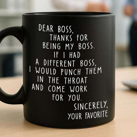 [Sale up to 30%] Dear Boss 11oz Ceramic Black Mug, Best Boss Coffee Mug, Best Boss Gifts Funny Boss Gift - Reusable Black Coffee Cup, Washable Ceramic, Ideal for Best Friends, Sisters, Family Members, Coworkers Drinkware Reuse