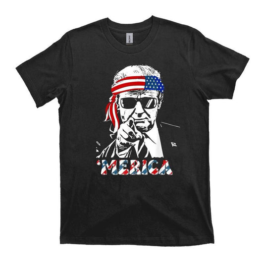 [Sale up to 30%] MERICA TRUMP Happy 4th Of July Trump American Flag T-Shirt