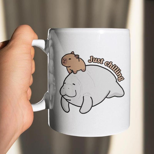 [Sale up to 50%] Cute Manatee and Capybara Ceramic Mug Funny Capybara Mug Cute Manatee Mug Manatee Lovers Gift Sealife Mug Capybara Lovers Gift