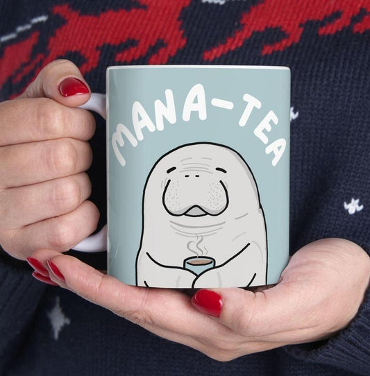 [Sale up to 50%] Funny Manatee Ceramic Mug Mana-tea Mug Cute Manatee Mug Manatee Lovers Gift Sealife Mug Ocean Conservation Mug Marine Biologist Gift