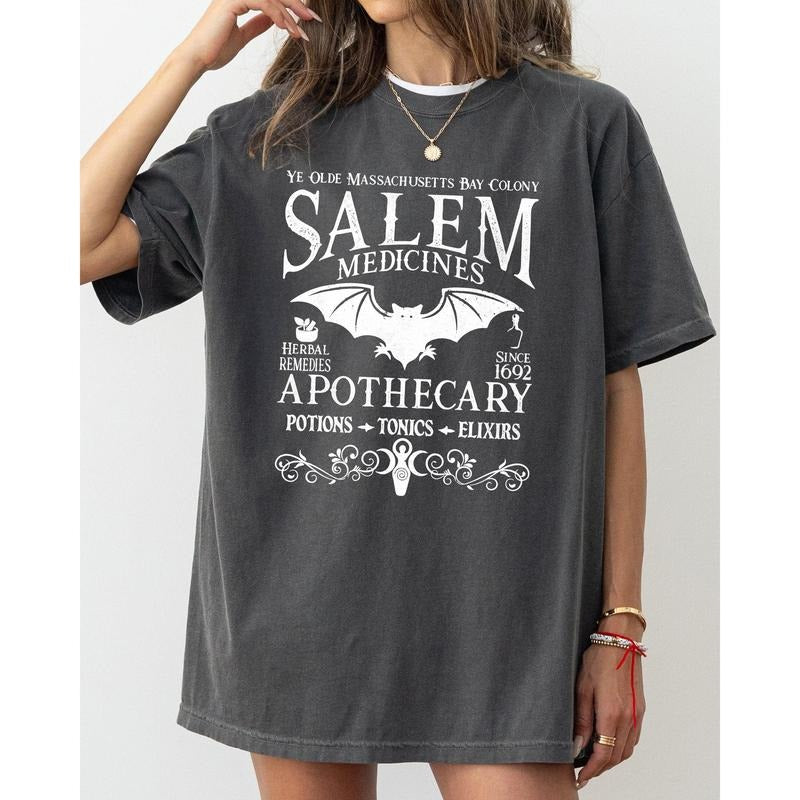 Salem Medicines, Spooky, Skeleton, Ghost, Witch, Skull, Aesthetic, Meme, Halloween, Costume, Tshirt, Women's, Comfort Colors Tee, Spooky, Tshirt, Witch, Pumpkin, Ghost, Skeleton
