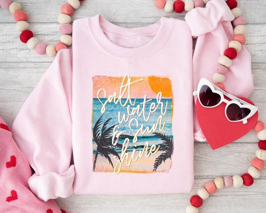 Salt Water Sunshine Sweatshirt, Retro Sunshine Shirt, Beach Shirt, Summer Shirt, Sunshine Shirt, Beachy Shirt, Trendy Shirt, Summer T-Shirt