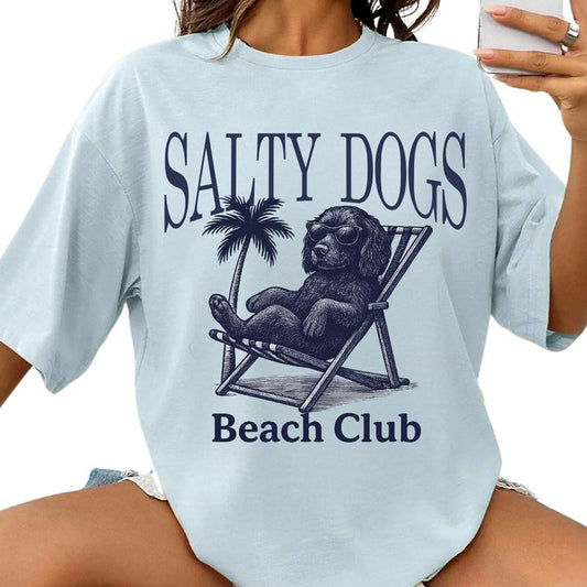 Salty Dogs Beach Club Boykin Spaniel Shirt ~ Unisex Apparel Relaxed Fit Printed In The USA Clothing Womenswear Casual Comfort Cotton Top Athletic Boho Chic