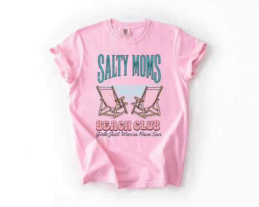 Salty Moms Beach Club, Summer, Beach, Sea Life, Outdoor, Travel, Western, Country, Comfort Colors T-Shirt, Women's Comfort Colors Tee
