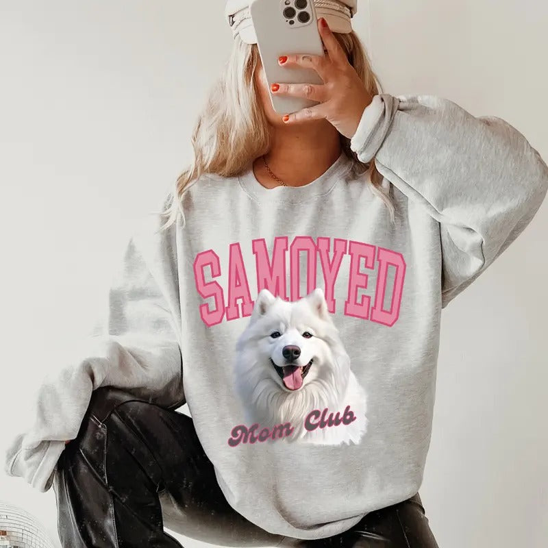 Samoyed Mom Club Sweatshirt ~ Sweatshirt Unisex Apparel Relaxed Fit Printed in the USA Clothing Womenswear Casual and Comfortable