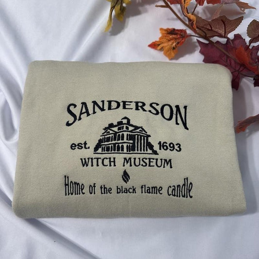 Sanderson Witch Museum embroidered crewneck, Halloween embroidered crewneck, Witch Embroidered sweatshirt Cotton Casual embroidered crewneck
