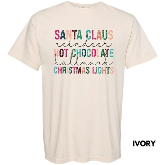Santa Claus Hot Chocolate Words Comfort Colors T-Shirt