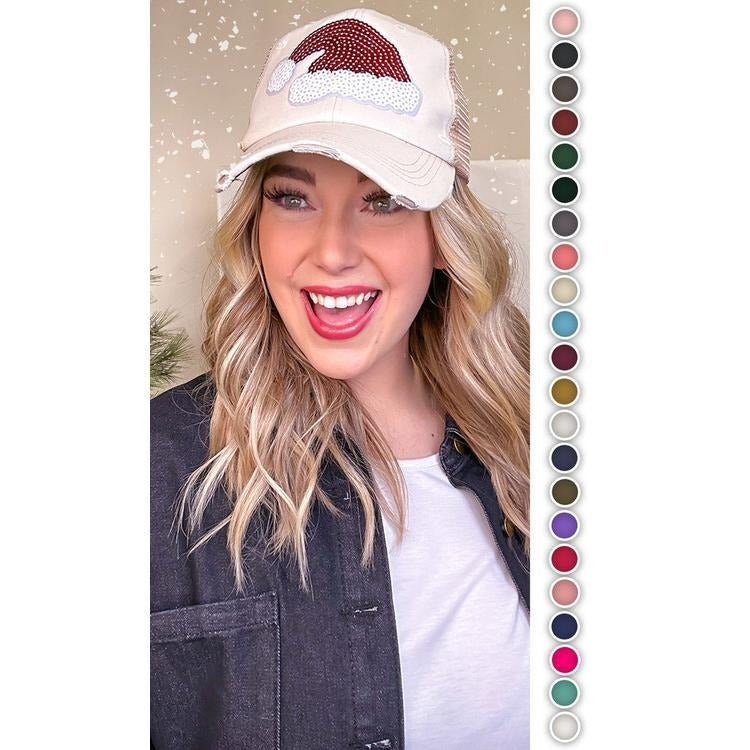 Santa Hat Sparkle Vintage Hat - Retro Holiday Vibes #SantaHat #VintageHat #ChristmasSparkle