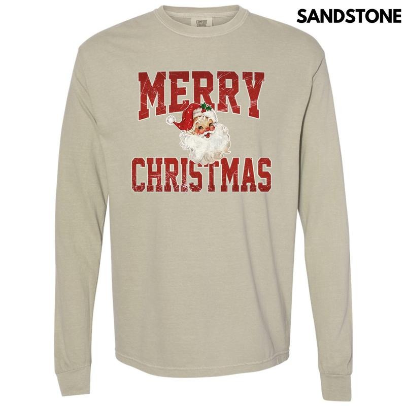 Santa Merry Christmas Long Sleeve Comfort Colors T-Shirt 'NLB'