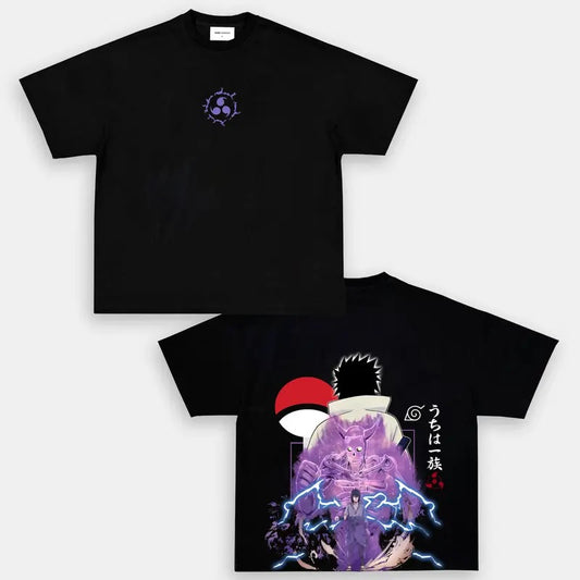 Sasuke Anime Double Printed Vintage Oversized Tee Unisex Anime Manga Heavy Cotton T-shirt, Anime Lover, Top