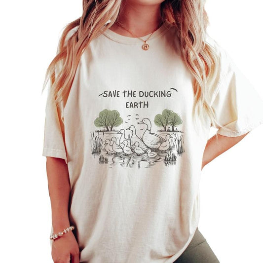 Save The Ducking Earth Unisex Cotton Shirt, Nature Retro, Meme Shirt, Tree Hugger Spring, Planet Over Profit, Unisex T-Shirt, Gifts For Boy Girl, Short Sleeve Tee Shirt, Gifts For Birthday Mothers Day