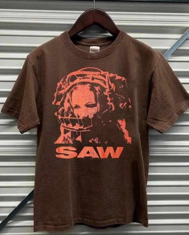 Saw Reverse Bear Trap Movie Promo T-Shirt, Vintage SAW Movie AN43800 Cotton Menswear