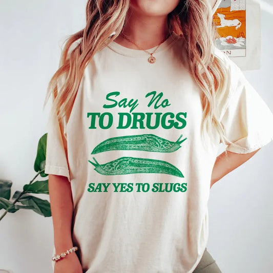 Say Yes To Slugs T Shirt, Aesthetic T Shirt, Vintage Drawing T Shirt, Preppy T Shirt, Pinterest Shirt, Cartoon Tee, Unisex T-Shirt, Gifts For Her, Short Sleeve Tee Shirt, Women Gifts, Gifts For Christmas Birthday Mothers Day
