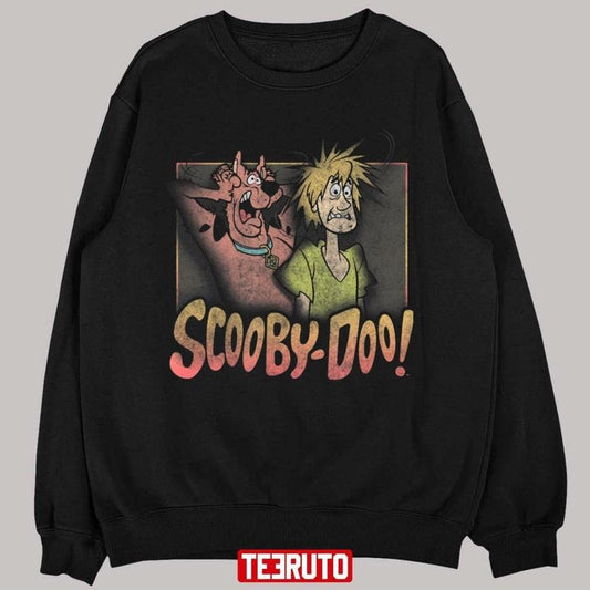 Scared Shaggy & Scooby Vintage Poster Scooby Doo 2000s Cartoon Unisex Sweatshirt Sweatshirt, Hoodie, Comfort Colors