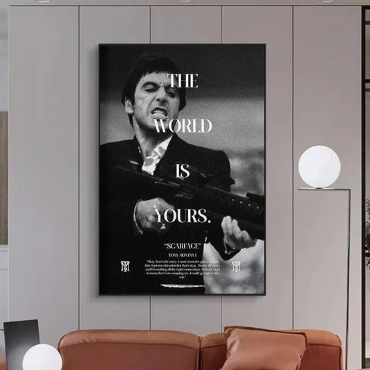 Scarface The World is Yours Classic Movie Posters and Prints Tony Canvas Painting Wall Art for Living Room Home Decor Art