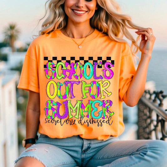 School's Out Secretary DTF Transfers - THIS IS NOT A SHIRT