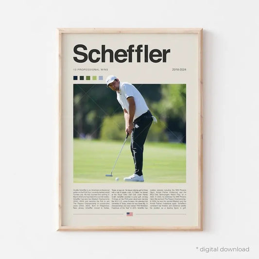 Scottie Scheffler Poster, Golf Poster, PGA Tour Golf Wall Art for Office, Sports Bedroom Art, Golf Gift Ideas, Golf Swing Artwork golf gifts for him