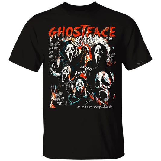 Scream Vinntage 90s Graphic T-Shirt, Ghosstface Horror Movies Sweatshirt, Ghosst Face Classic Retro Tees Gift For Women and Man Unisex T-Shirt Menswear Soft Top Underwear
