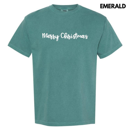 Script Merry Christmas Comfort Colors T-Shirt 'NLB'