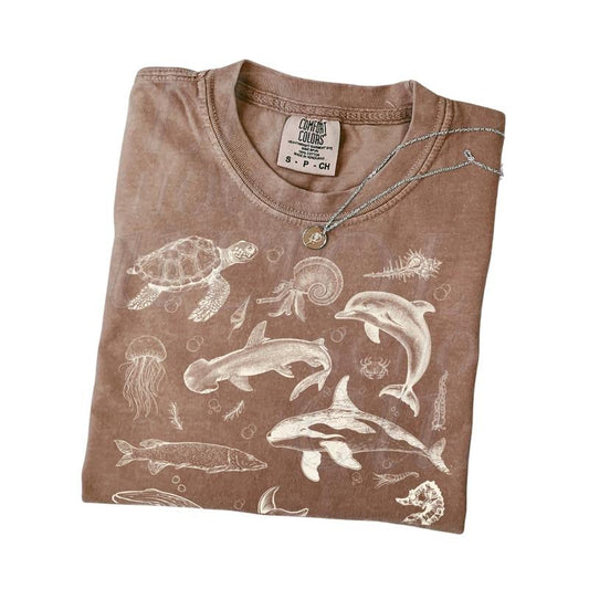 Sea Animals 90s Vintage Style T-Shirt, Retro Comfort Colors Y2k Ocean Shirt, Sealife, Whale, Orca, Turtle, Dolphin, Unisex Adult Tee