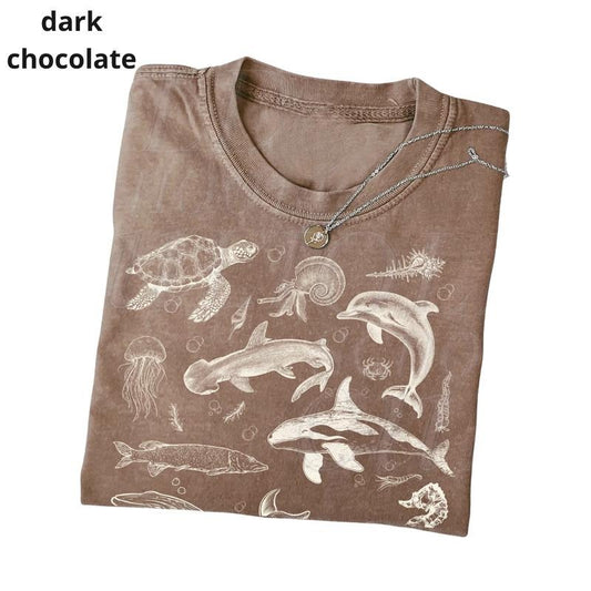 Sea Animals 90s Vintage Style Tshirt, Retro Gildan Y2k Ocean Shirt, Sealife, Whale, Orca, Turtle, Dolphin Shit, Unisex Adult Tee