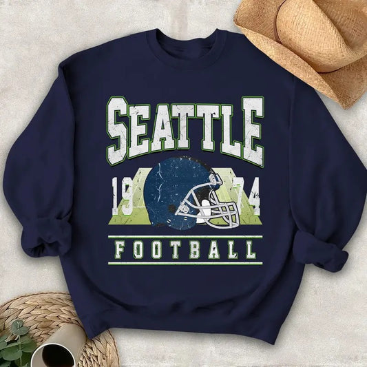 Seattle Football Vintage Style Sweatshirt,Seattle Football Crewneck Sweatshirt, Seattle Sweatshirt, Retro Seattle Football