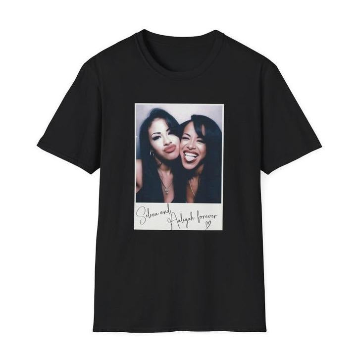 Selena & Aaliyah Unisex Softstyle T-Shirt Hot Music Graphic Shirt Trendy Unisex Tee